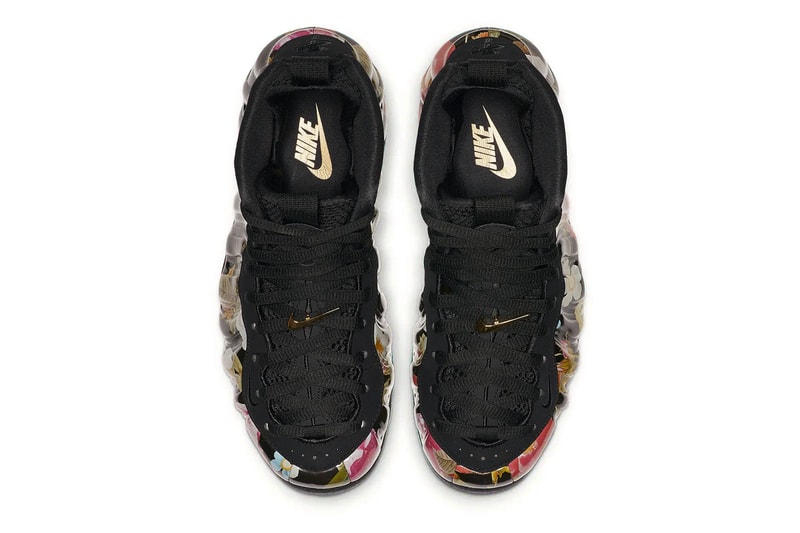 Nike Air Foamposite One Surfaces in "Floral" Black/Metallic Gold-Black AA3963-002 basketball sneaker swoosh botanical