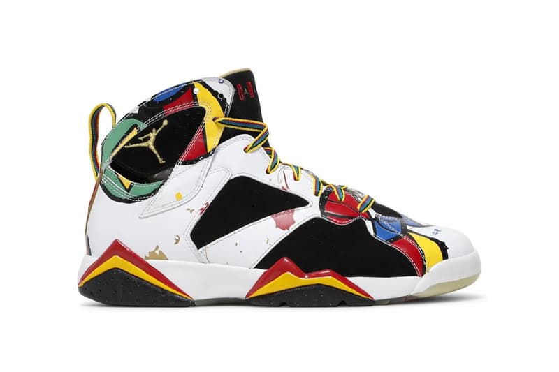 Air Jordan 7 "Miro" IQ6573-100 release info joan miro White/Metallic Gold-Sport Red-Varsity Royal michael jordan brand june return