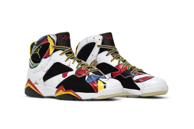 Air Jordan 7 "Miro" IQ6573-100 release info joan miro White/Metallic Gold-Sport Red-Varsity Royal michael jordan brand june return