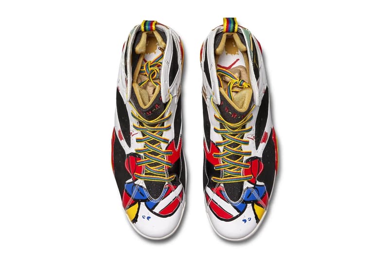 Air Jordan 7 "Miro" IQ6573-100 release info joan miro White/Metallic Gold-Sport Red-Varsity Royal michael jordan brand june return