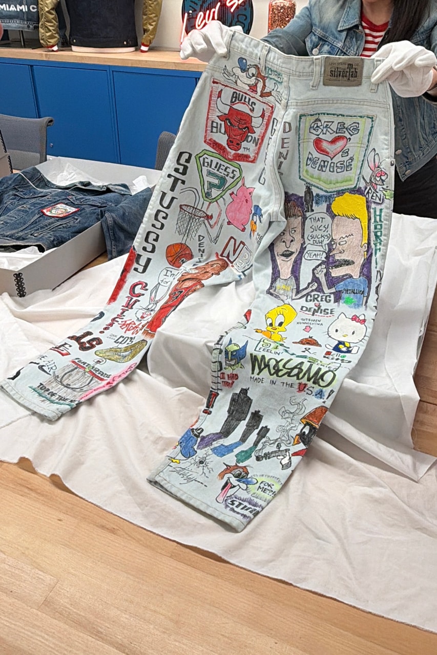 Step Inside the Levi's Archives tour Olympic Team Trucker Jacket for Mark Schultz (1984) Levi's SilverTab Loose Jeans by Ben Ramirez (1990s) Air Jordan 1 Mid Levi's 23/501 Denim Pack (2007) Albert Einstein's Levi Strauss Cossac Jacket