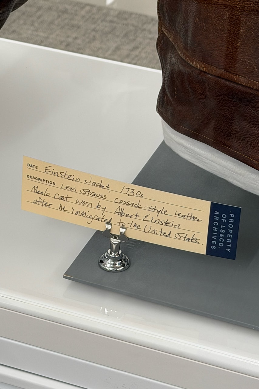 Step Inside the Levi's Archives tour Olympic Team Trucker Jacket for Mark Schultz (1984) Levi's SilverTab Loose Jeans by Ben Ramirez (1990s) Air Jordan 1 Mid Levi's 23/501 Denim Pack (2007) Albert Einstein's Levi Strauss Cossac Jacket