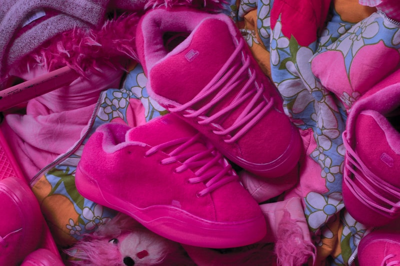 ERL Drops "Bubblegum Vamp" Sneaker in Neon Pink Felt eli russell linnetz sneaker chunky tennis bal ltexture