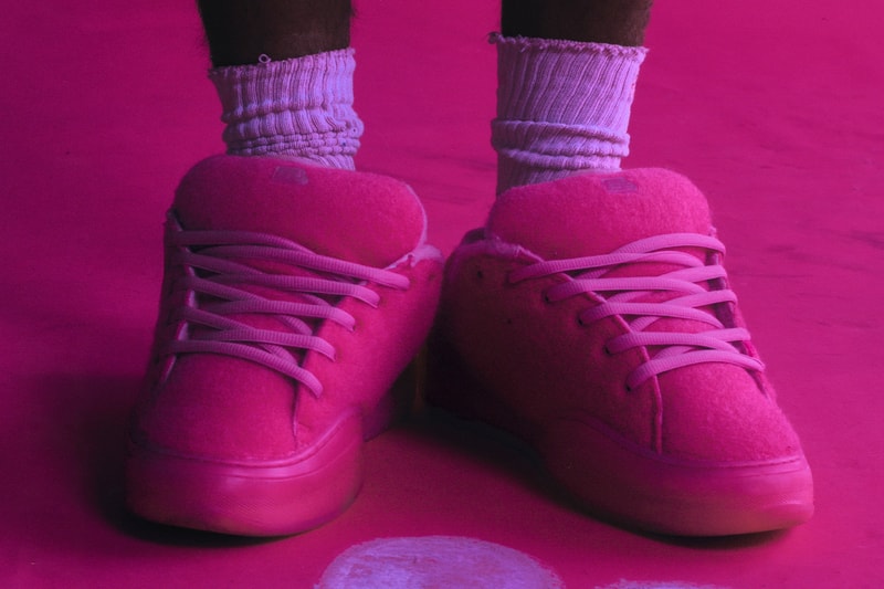 ERL Drops "Bubblegum Vamp" Sneaker in Neon Pink Felt eli russell linnetz sneaker chunky tennis bal ltexture