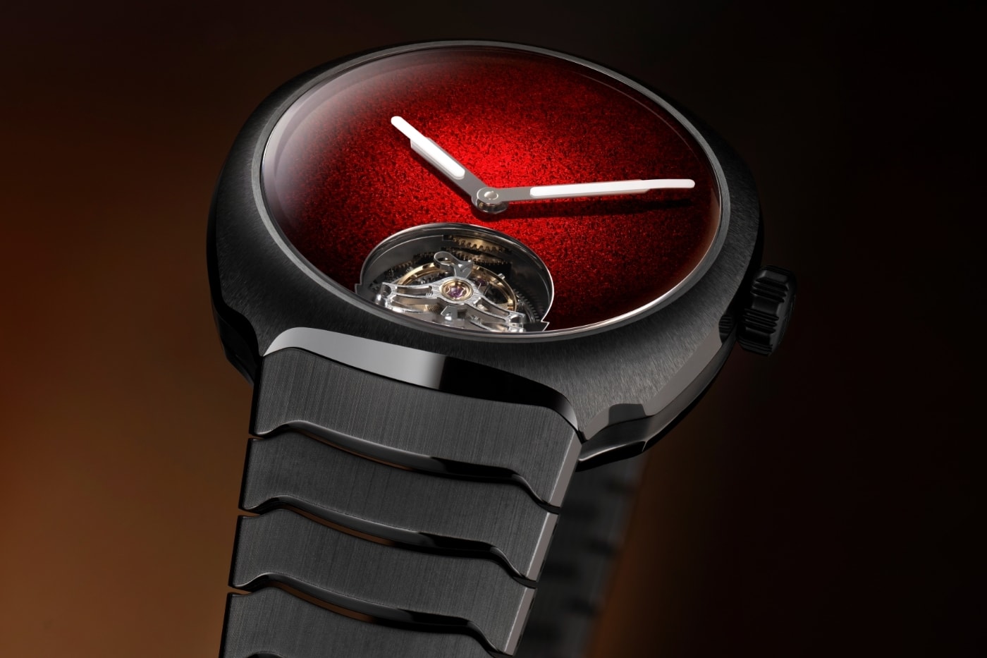 H. Moser & Cie. Streamliner Tourbillon Concept Ceramic Red Fumé Dial  ref. 6805‑2100 HMC 805 automatic caliber Release Info