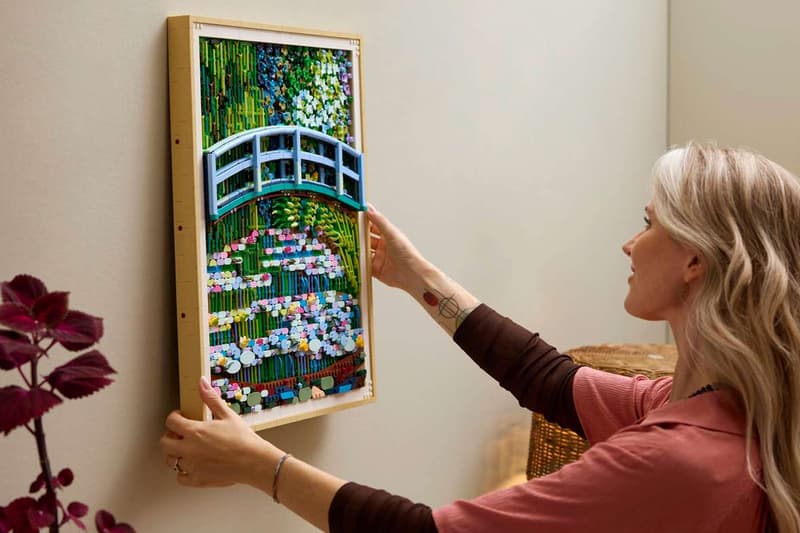 LEGO and The Met Recreate Monet's "The Water Lily Pond" Masterpiece in 3,179 Bricks bridge over a pond of water the met metropolitan museum of art new york