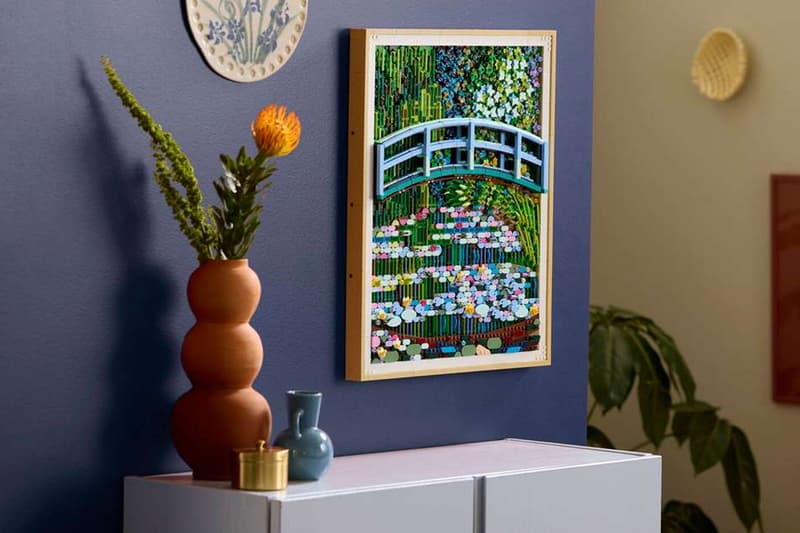 LEGO and The Met Recreate Monet's "The Water Lily Pond" Masterpiece in 3,179 Bricks bridge over a pond of water the met metropolitan museum of art new york