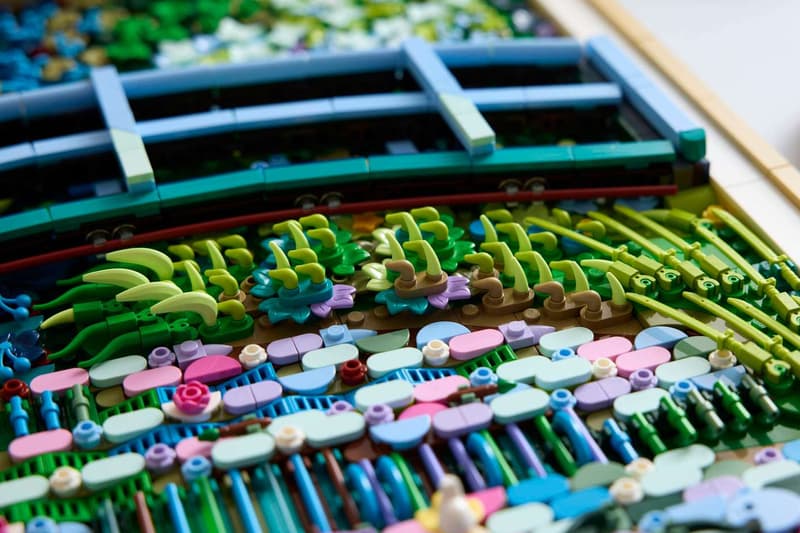 LEGO and The Met Recreate Monet's "The Water Lily Pond" Masterpiece in 3,179 Bricks bridge over a pond of water the met metropolitan museum of art new york
