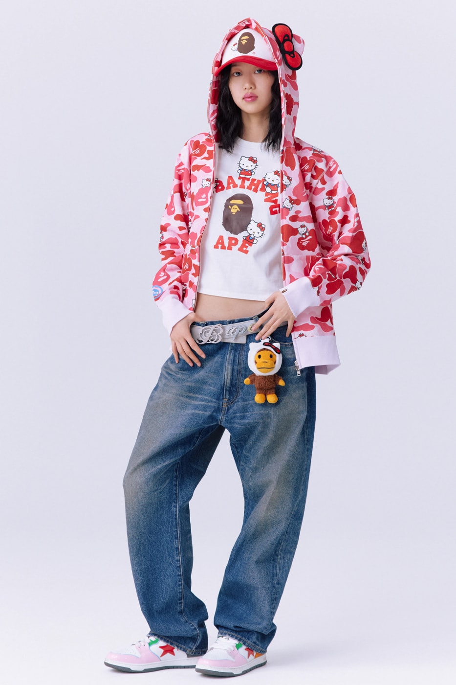 A BATHING APE and Sanrio Reunite for a Kuromi and Hello Kitty SS26 Collection abc camo clothes apparel
