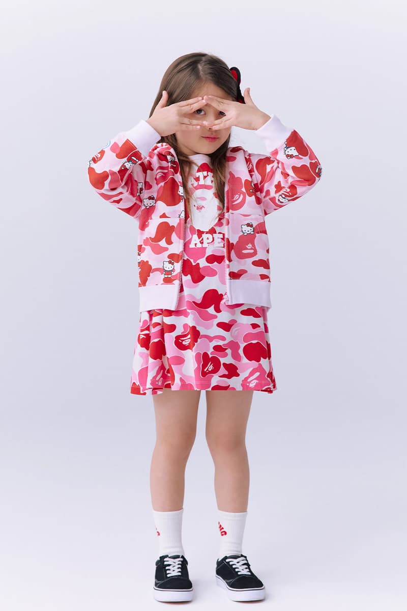 A BATHING APE and Sanrio Reunite for a Kuromi and Hello Kitty SS26 Collection abc camo clothes apparel