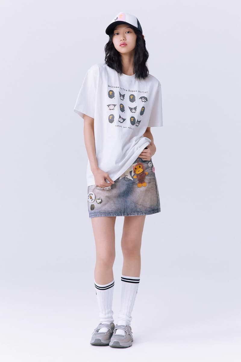 A BATHING APE and Sanrio Reunite for a Kuromi and Hello Kitty SS26 Collection abc camo clothes apparel