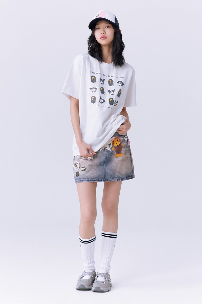 A BATHING APE and Sanrio Reunite for a Kuromi and Hello Kitty SS26 Collection abc camo clothes apparel