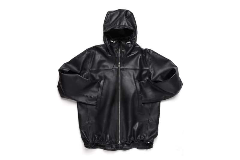 JJJJound Previews the All-Black Leather Full Zip Parka february release leather jacket luxurious