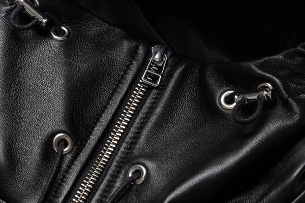 JJJJound Previews the All-Black Leather Full Zip Parka february release leather jacket luxurious