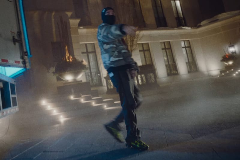 Full body shot showing the sneakers in context