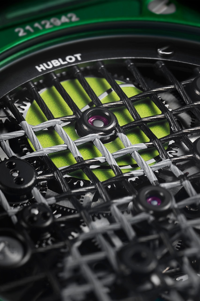 Hublot Big Bang Tourbillon Novak Djokovic GOAT Edition Trilogy watches orange green blue court limited Super-LumiNova® S-shaped titanium screw heads tennis call strap tape 