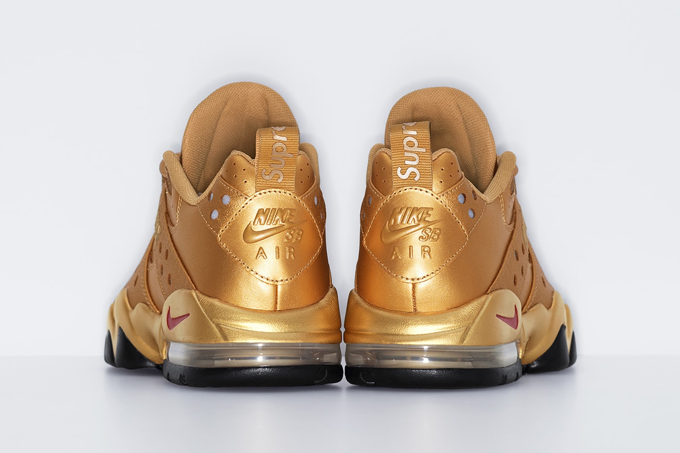 Supreme x Nike SB Air Max 2 CB '94 Low Spring 2026 Collaboration three colorways black white gold leather premium swoosh 