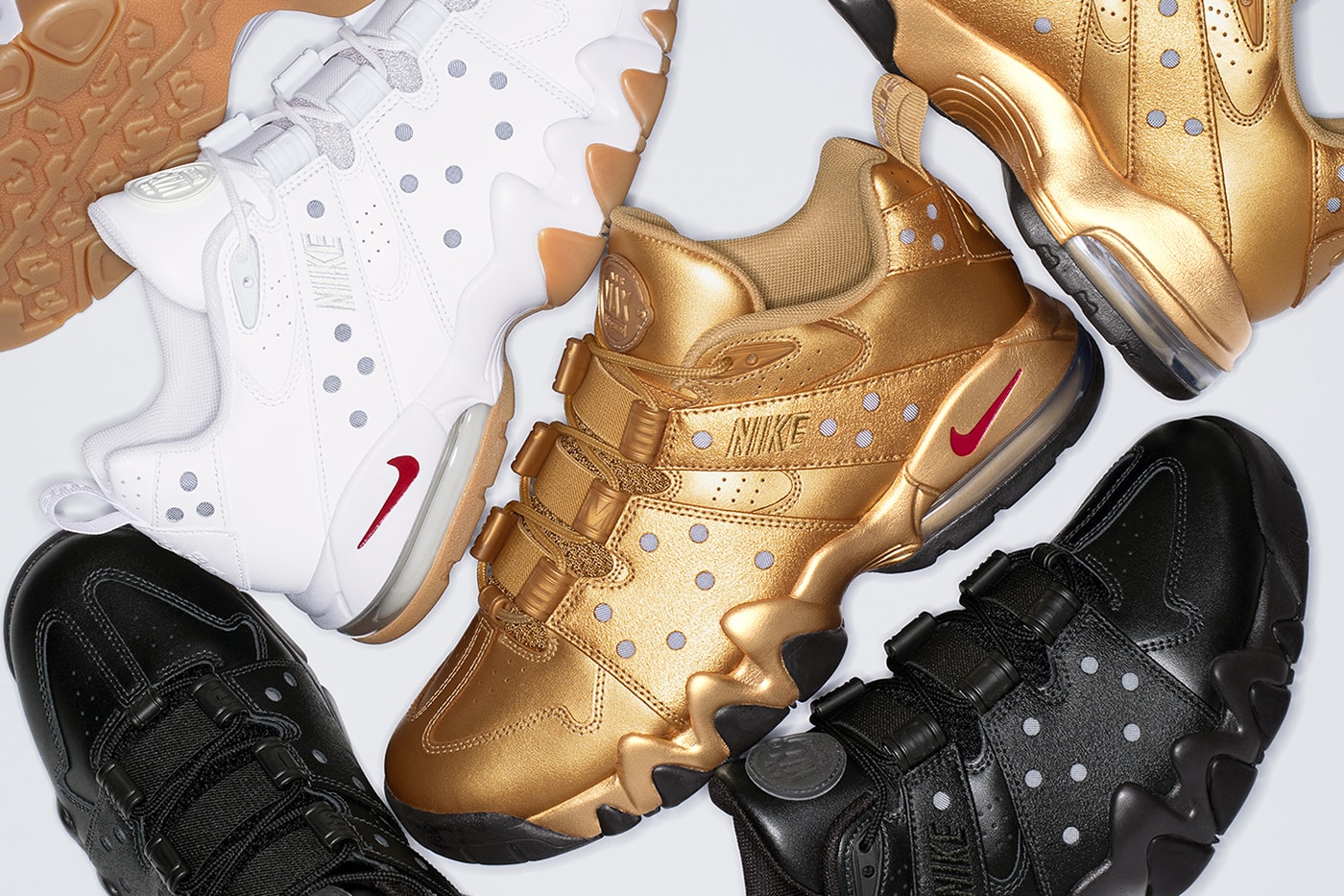 Supreme x Nike SB Air Max 2 CB '94 Low Spring 2026 Collaboration three colorways black white gold leather premium swoosh 
