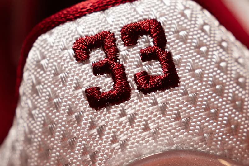 Closer Look at the Nike Kobe 5 Protro "Lower Merion Aces Away" kobe bryant nba basketball shoes sneakers black mamba mentality Metallic Silver/Team Red-White