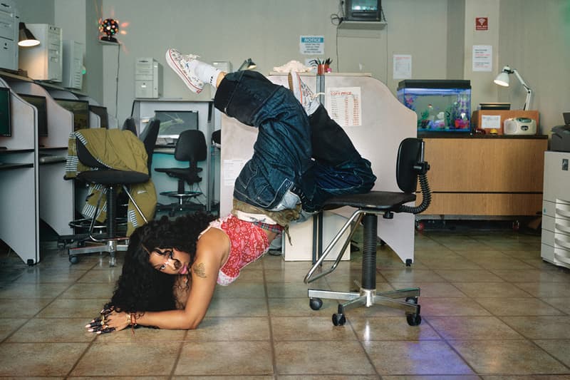 SZA wearing custom Vans Authentic sneakers in the brand's spring 'Off the Wall' campaign lookbook - detail view 4