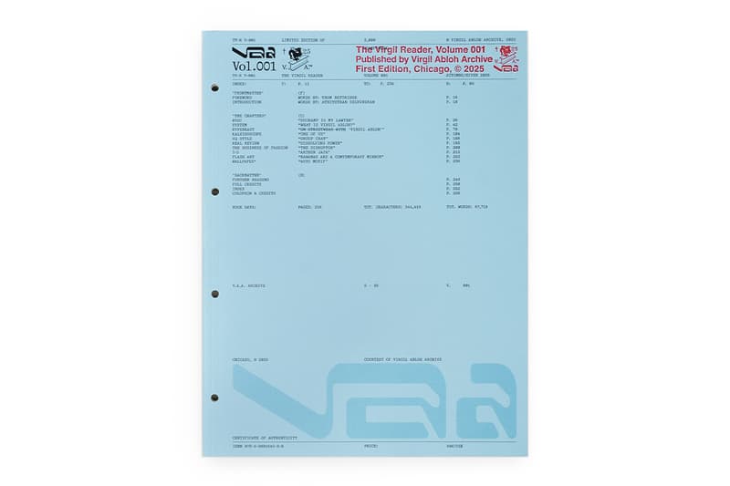 The Virgil Abloh Archive™ Officially Launches 'The Virgil Reader Vol. 001' and Public Membership