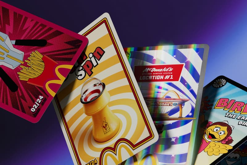 mcdonald's cards uk launch collectible legendary fan favorites fry scoop holographic coin spinner 000 golden arches meals mcnugget big mac mcplant retro pack