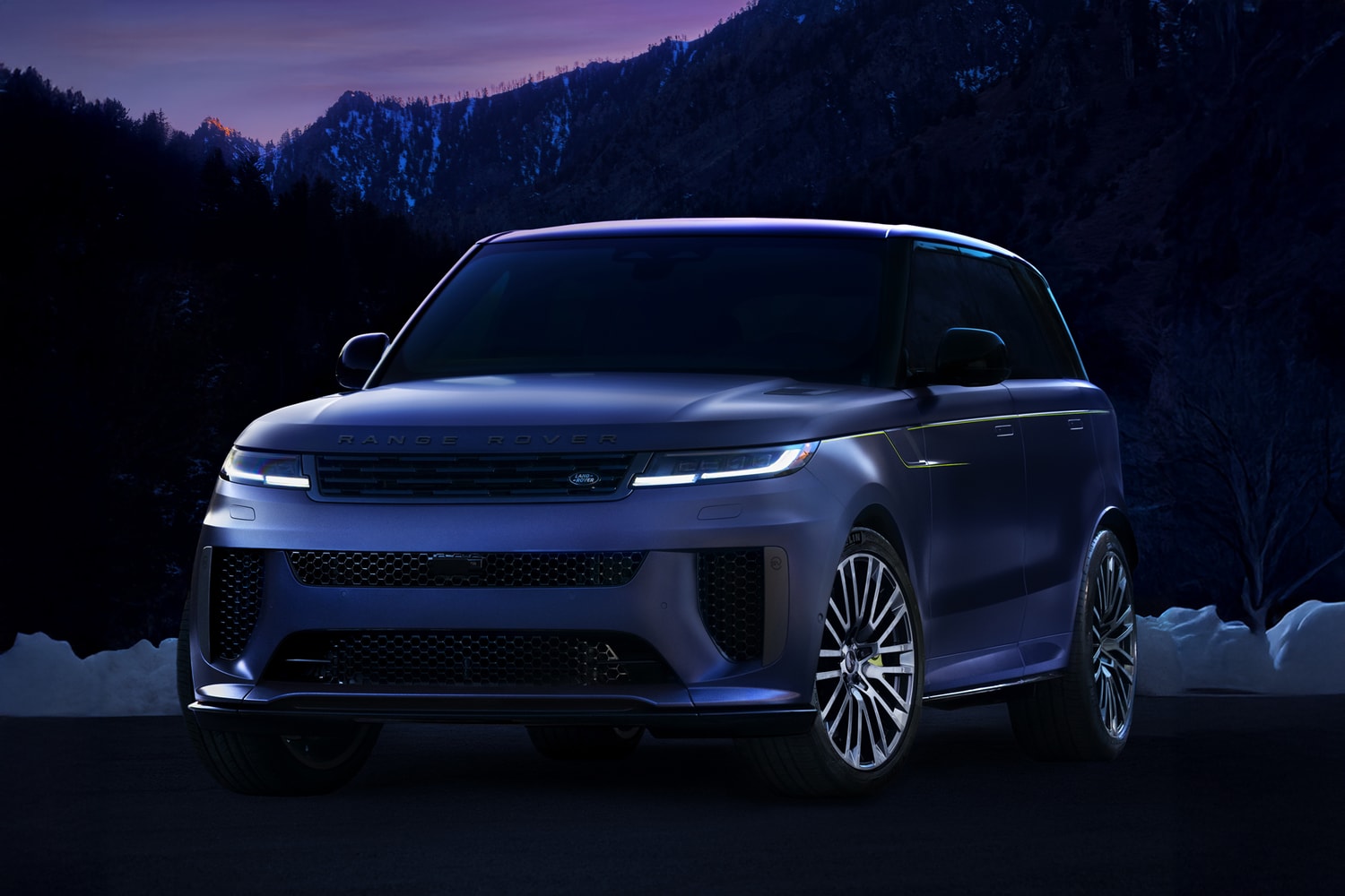 Range Rover Sport SV Winter Dusk Edition First Look Alpine Luxury Purple Blue Matte Yellow Stripe Park City Utah