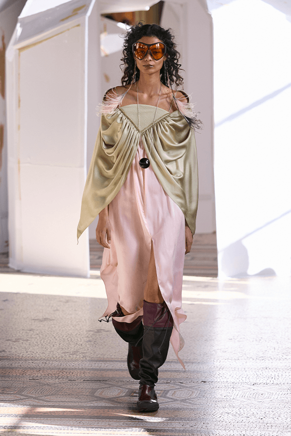 Kiko Kostadinov Fall Winter 2026 Paris Fashion Week womenswear Laura Deanna Fanning runway