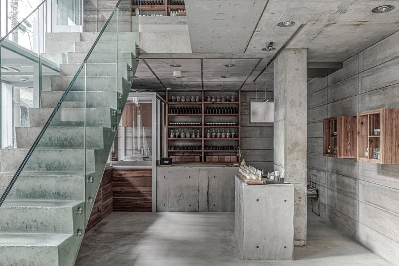 Schemata Architects Reimagines Le Labo's Tokyo Flagship With Tactile Wood and Concrete design craft perfume 