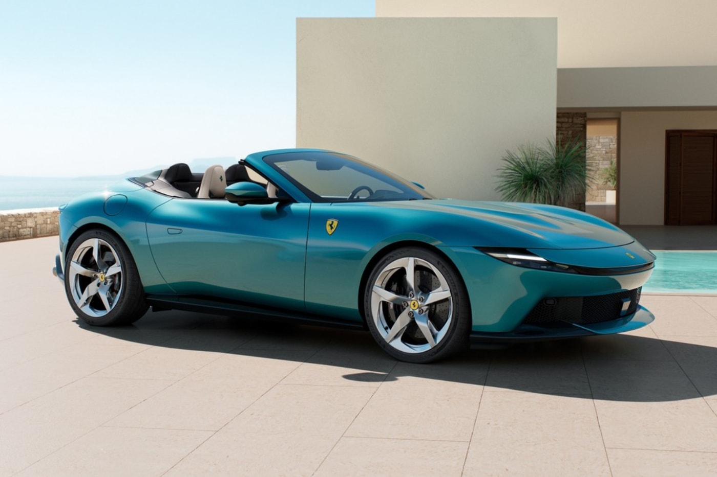Ferrari Amalfi Spider rosso tramonto verde costiera Reveal Release Info
