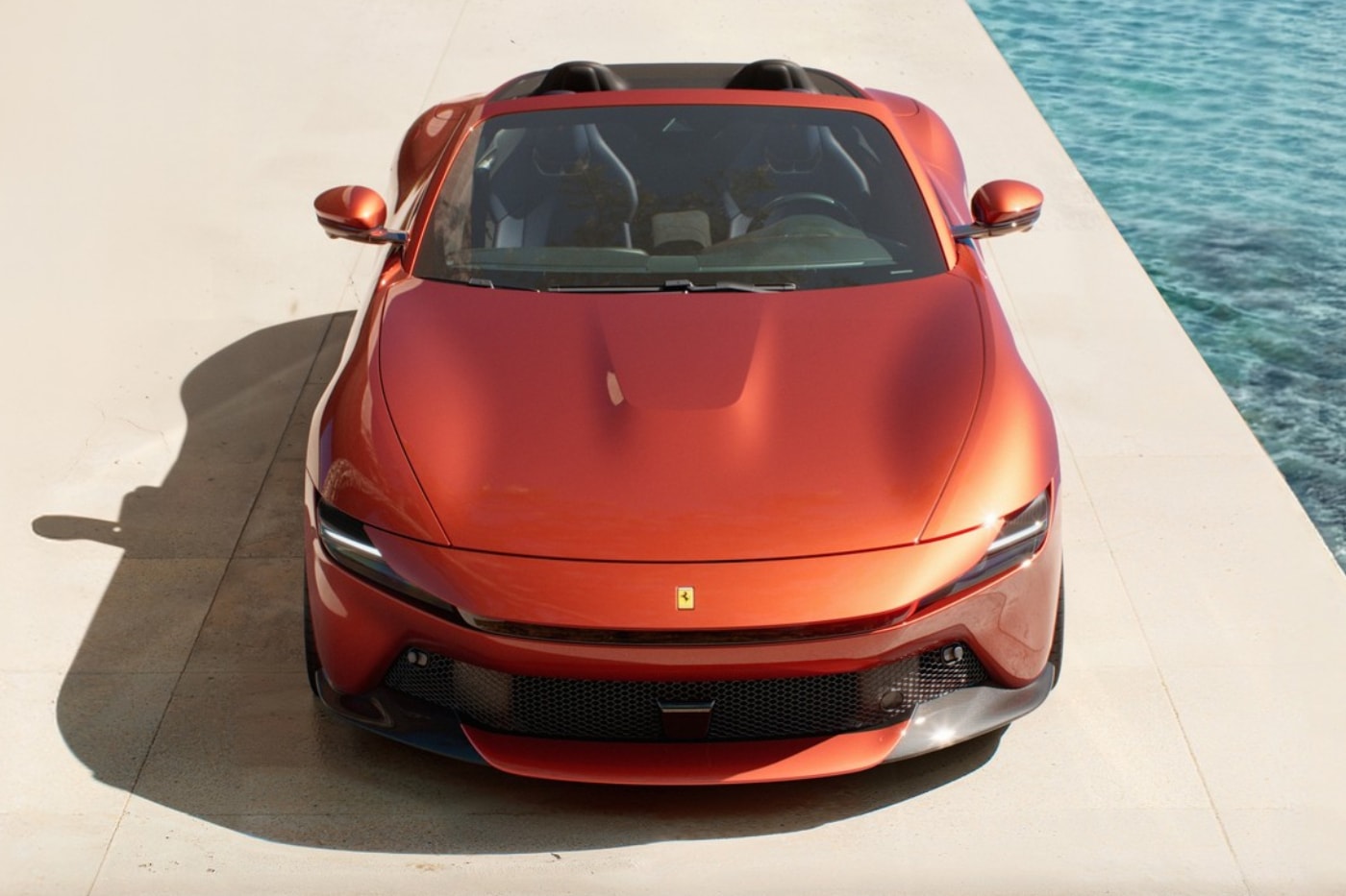 Ferrari Amalfi Spider rosso tramonto verde costiera Reveal Release Info