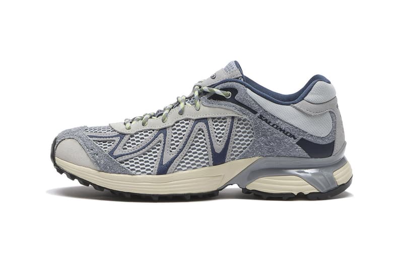 Salomon XT-Whisper Embroidery Pack in Pearl Blue, Almond Cream, and Deep Lichen Green colorways with embroidered detailing on 3D mesh upper - detail view 2