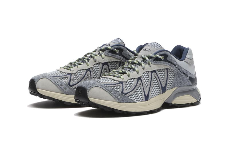 Salomon XT-Whisper Embroidery Pack in Pearl Blue, Almond Cream, and Deep Lichen Green colorways with embroidered detailing on 3D mesh upper - detail view 4