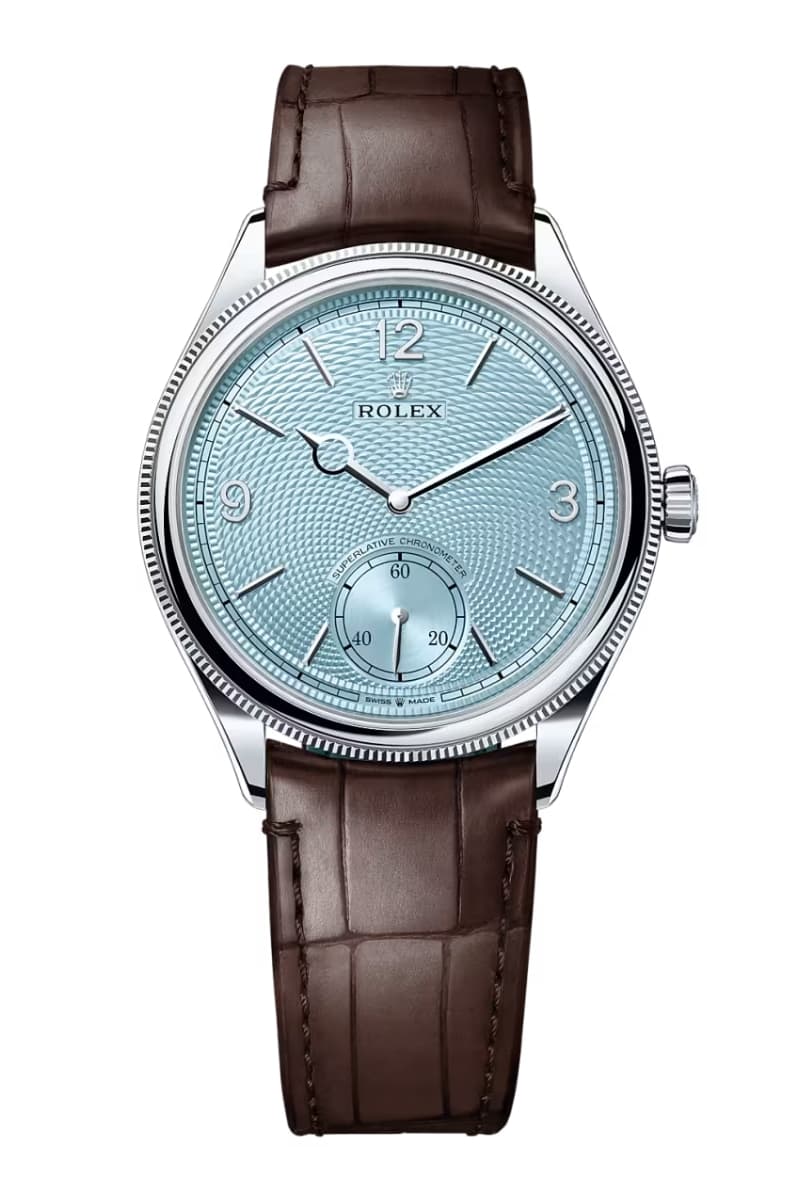 Wrist Check Leonardo DiCaprio Rolex 1908 Platinum Ice Blue Guilloché Rice-Grain Dial Reference 52506  Oscars 2026 98th Academy Awards 