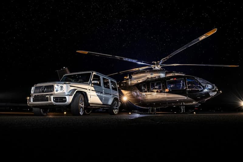 ACH145 Mercedes-Benz Edition helicopter interior featuring EQS and Maybach-inspired leather lounge cabin with wood flooring