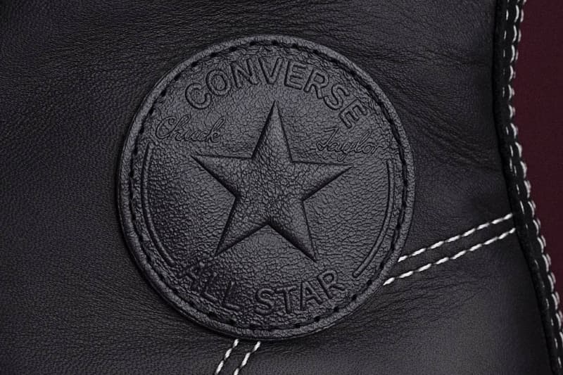 Converse First String Chuck Taylor high-top in premium black leather with refined textile finish - detail view 3