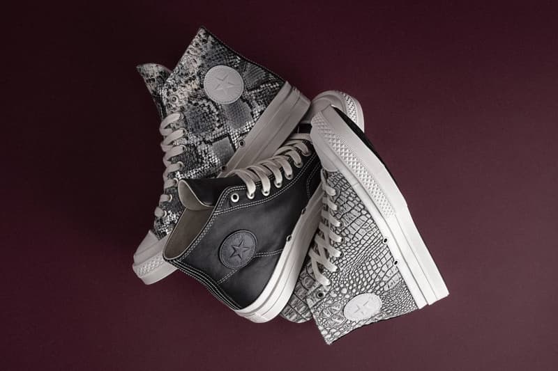 Converse First String Chuck Taylor high-top in premium black leather with refined textile finish - detail view 1