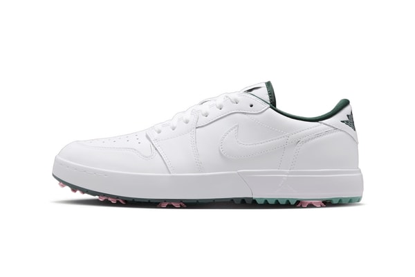 Jordan Brand Balances Classic Styling With Subtle Pops on the Air Jordan 1 Low Golf "White/Fir" Release Info IQ3417-100 White/Fir-Black-Elemental Pink nike augusta masters tournament georgia