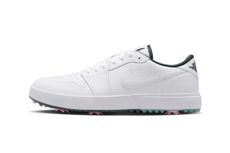 Jordan Brand Balances Classic Styling With Subtle Pops on the Air Jordan 1 Low Golf "White/Fir" Release Info IQ3417-100 White/Fir-Black-Elemental Pink nike augusta masters tournament georgia