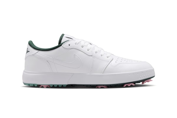 Jordan Brand Balances Classic Styling With Subtle Pops on the Air Jordan 1 Low Golf "White/Fir" Release Info IQ3417-100 White/Fir-Black-Elemental Pink nike augusta masters tournament georgia