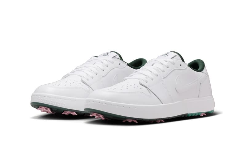 Jordan Brand Balances Classic Styling With Subtle Pops on the Air Jordan 1 Low Golf "White/Fir" Release Info IQ3417-100 White/Fir-Black-Elemental Pink nike