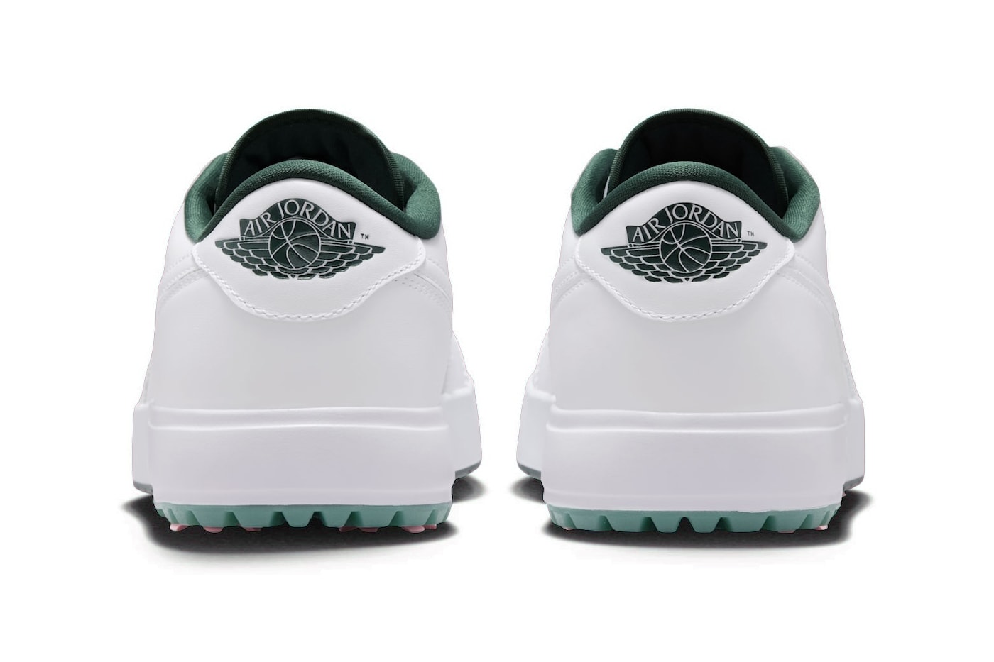 Jordan Brand Balances Classic Styling With Subtle Pops on the Air Jordan 1 Low Golf "White/Fir" Release Info IQ3417-100 White/Fir-Black-Elemental Pink nike augusta masters tournament georgia