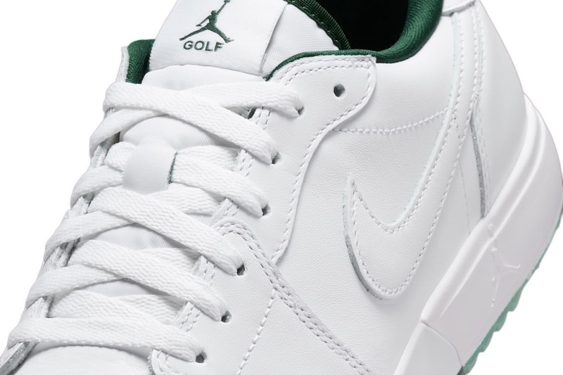 Jordan Brand Balances Classic Styling With Subtle Pops on the Air Jordan 1 Low Golf "White/Fir" Release Info IQ3417-100 White/Fir-Black-Elemental Pink nike augusta masters tournament georgia