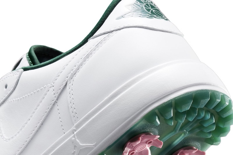 Jordan Brand Balances Classic Styling With Subtle Pops on the Air Jordan 1 Low Golf "White/Fir" Release Info IQ3417-100 White/Fir-Black-Elemental Pink nike augusta masters tournament georgia