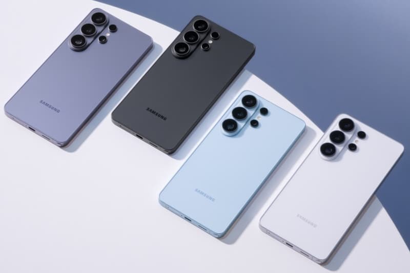 Samsung Galaxy S26 smartphone displaying Quick Share settings with new Apple AirDrop compatibility toggle enabled