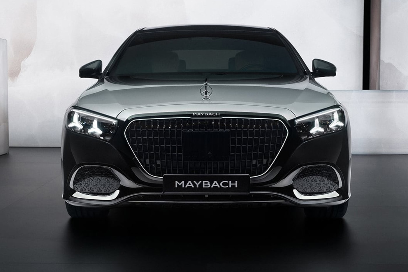 2027 Mercedes-Maybach S-Class luxury sedan with illuminated grille and MBUX Superscreen interior