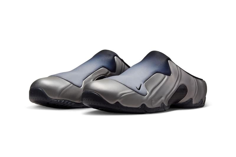 Nike Clogposite in Metallic Dark Grey colorway, showing muted metallic gradient finish on slip-on silhouette - detail view 5