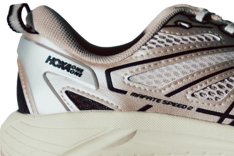 HOKA Mafate Speed TS in Putty/Black colorway with pearl midsole detail, part of COVERCHORD exclusive Stealth/Tech collection - detail view 2