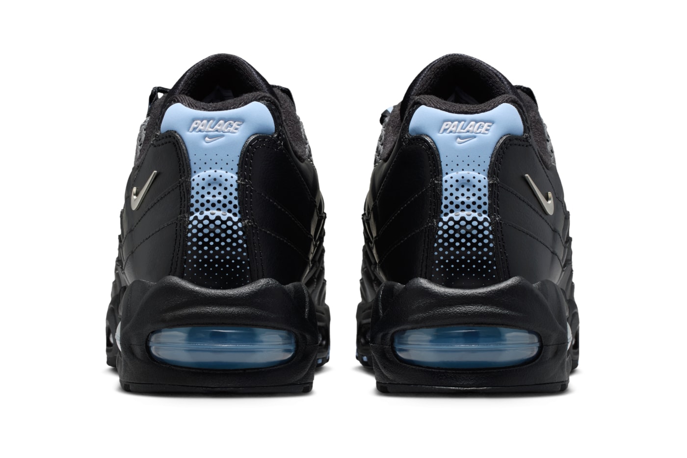 Palace Skateboards x Nike Air Max 95 heel detail showing black gradient and Big Bubble Air unit