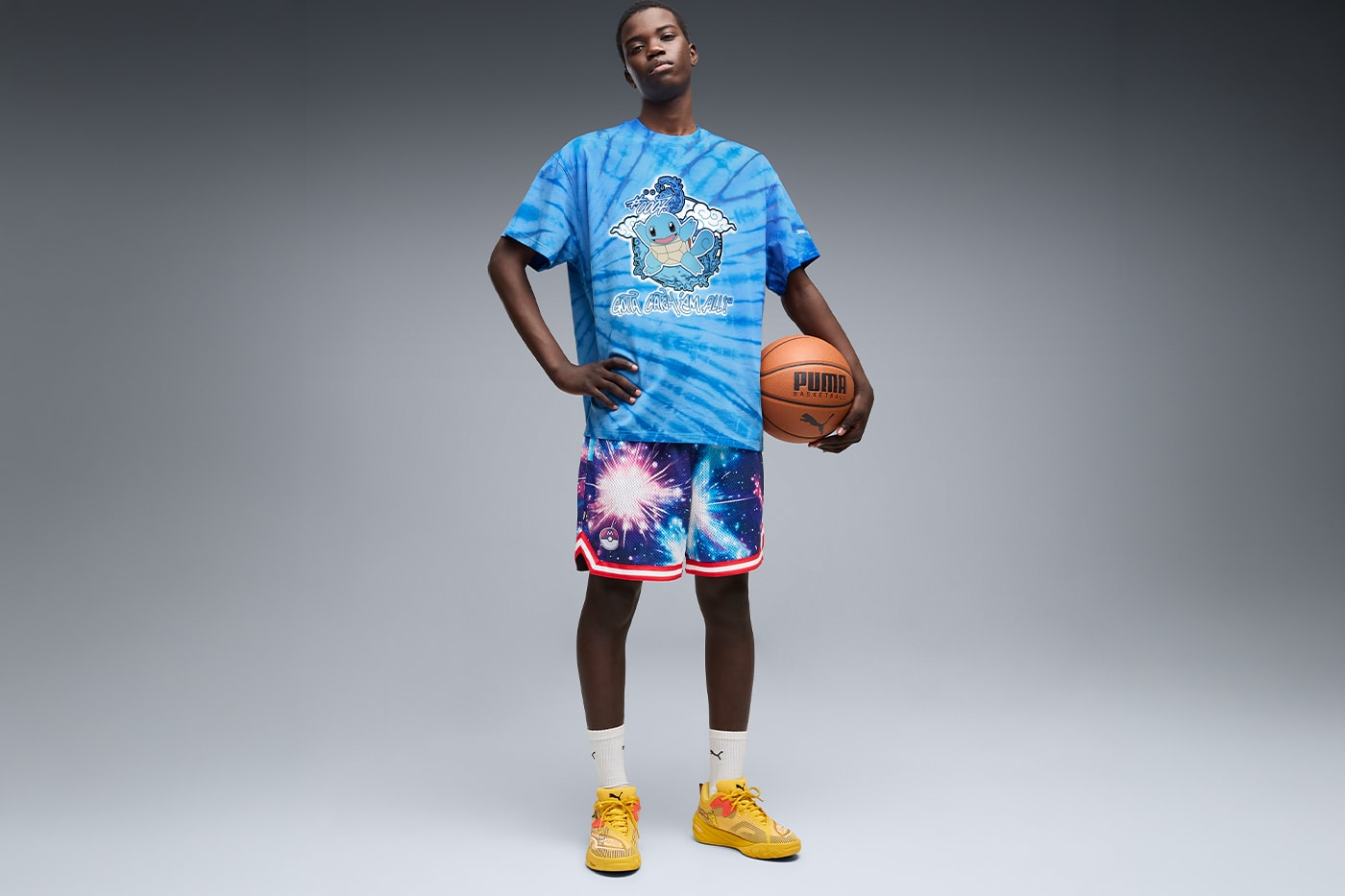 Puma and Pokémon Venture "Into Another World" for 30th Anniversary Collection footwear apparel collaboration PUMA All-Pro NITRO 2 Sun Pokémon, Espeon, and the Moonlight Pokémon, Umbreon